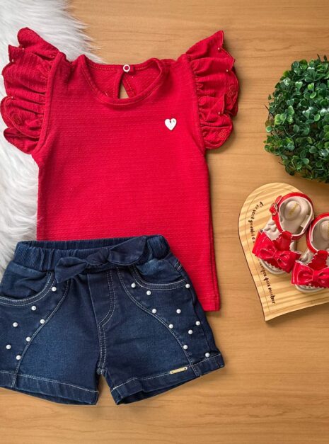 conjunto blusa/short jeans aconchego 15065