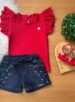 conjunto blusa/short jeans aconchego 15065