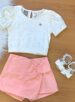 conjunto blusa cropped/short saia 14692